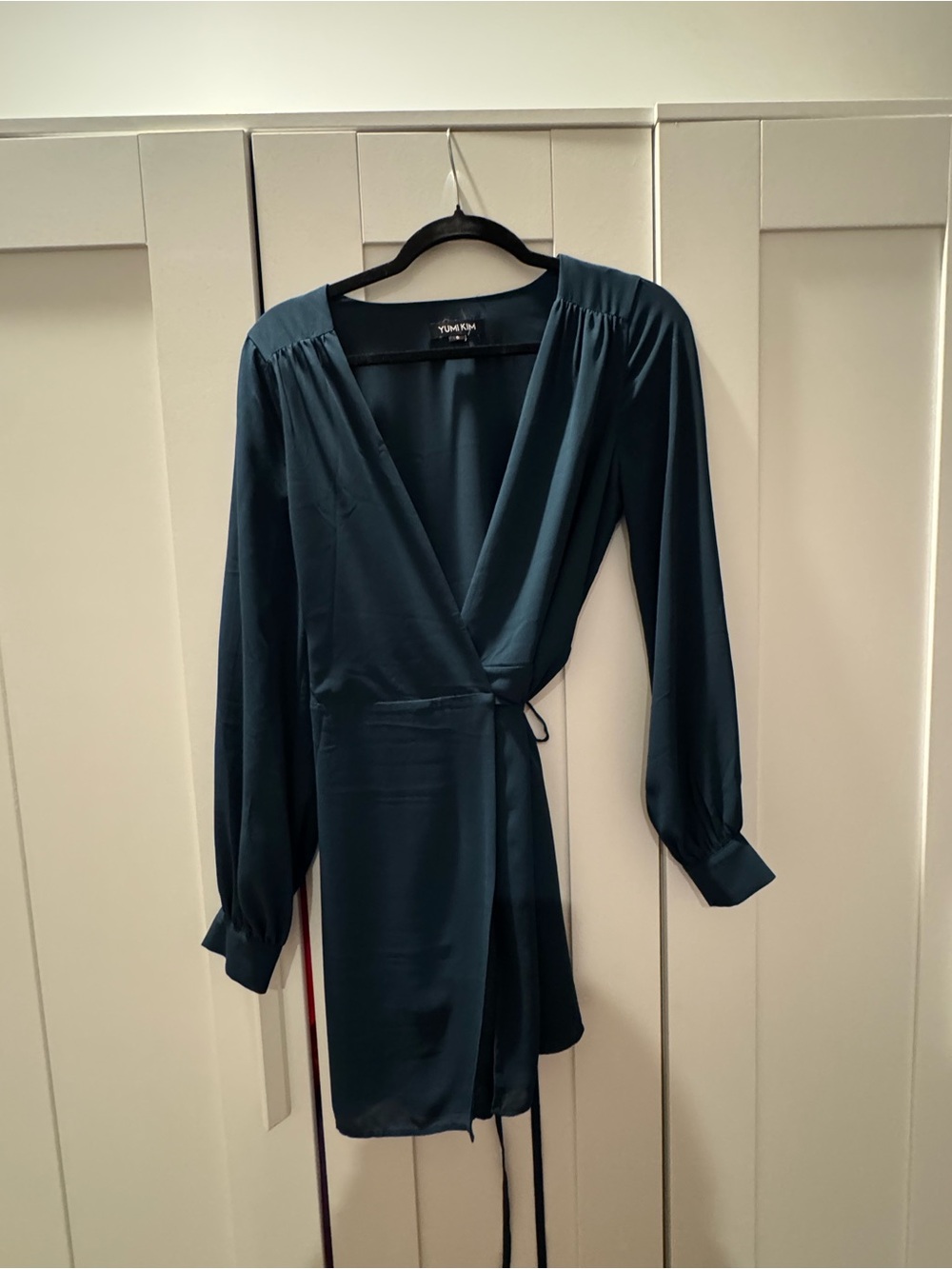 Yumi Kim Teal Wrap Long-Sleeve Dress